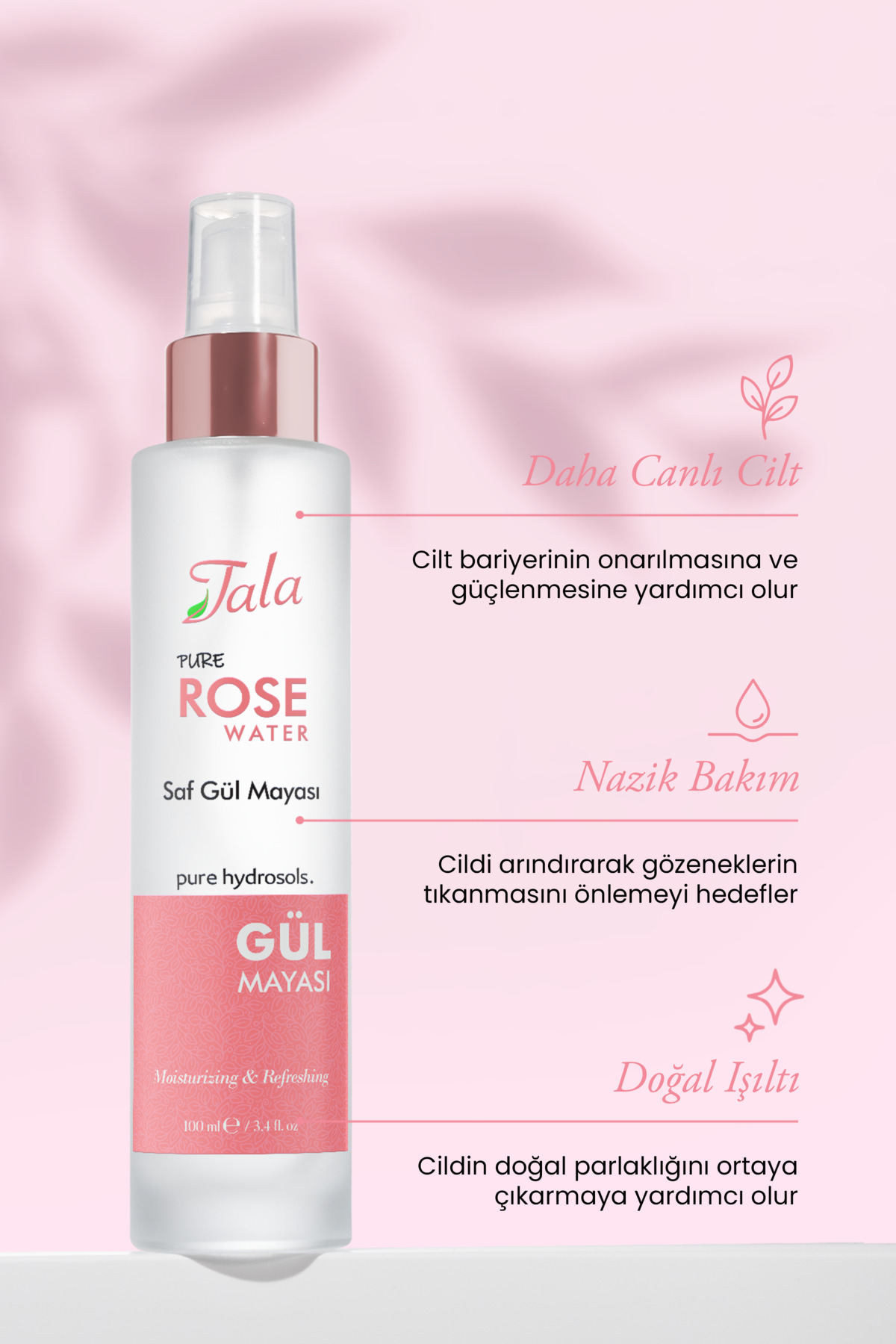 Gül Mayası Gözenek Sıkılaştırıcı Aydınlatıcı ve Arındırıcı %100 Saf Gül Suyu Tonik 100 Ml — gülsuyu — تصویر 4 از 10