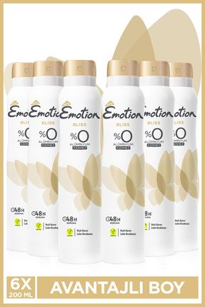 Emotion Gold Bliss Kadın Alüminyumsuz Vegan Deodorant 6x200 Ml Hızlı Kurur, L...