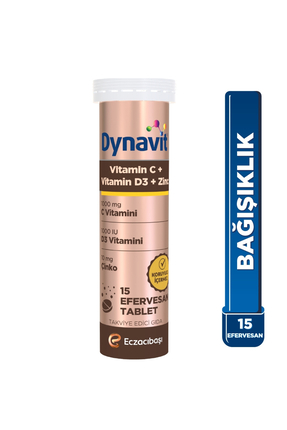 Dynavit Vitamin C & Vitamin D3 & Çinko 15 Efervesan Tablet - Şekersiz Portaka...