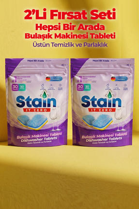 Stain İt Zero Hepsi Bir Arada Bulaşık Makinesi Tableti & Güçlü Temizlik Üstün...
