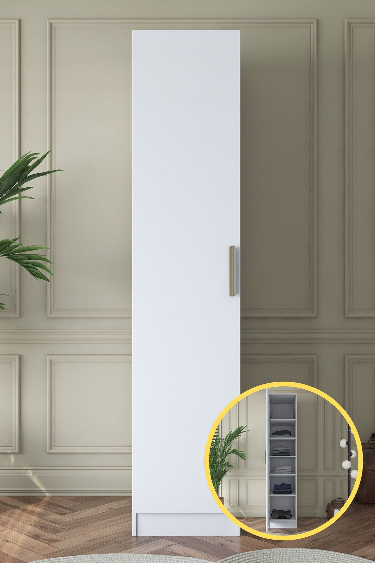 Rani BA162 Wardrobe Single Door 5 Shelf Wardrobe White