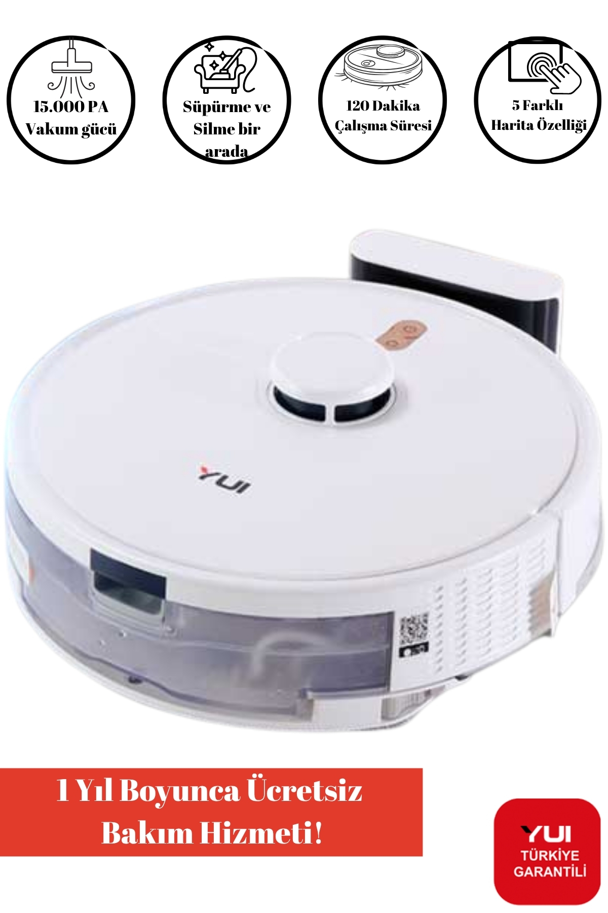 Yui RS16 15.000 Pa Akıllı Robot Vacuum & Mop Süpürge Beyaz (YUI TÜRKİYE GARANTİLİ) - Fiyatı, Yorumları