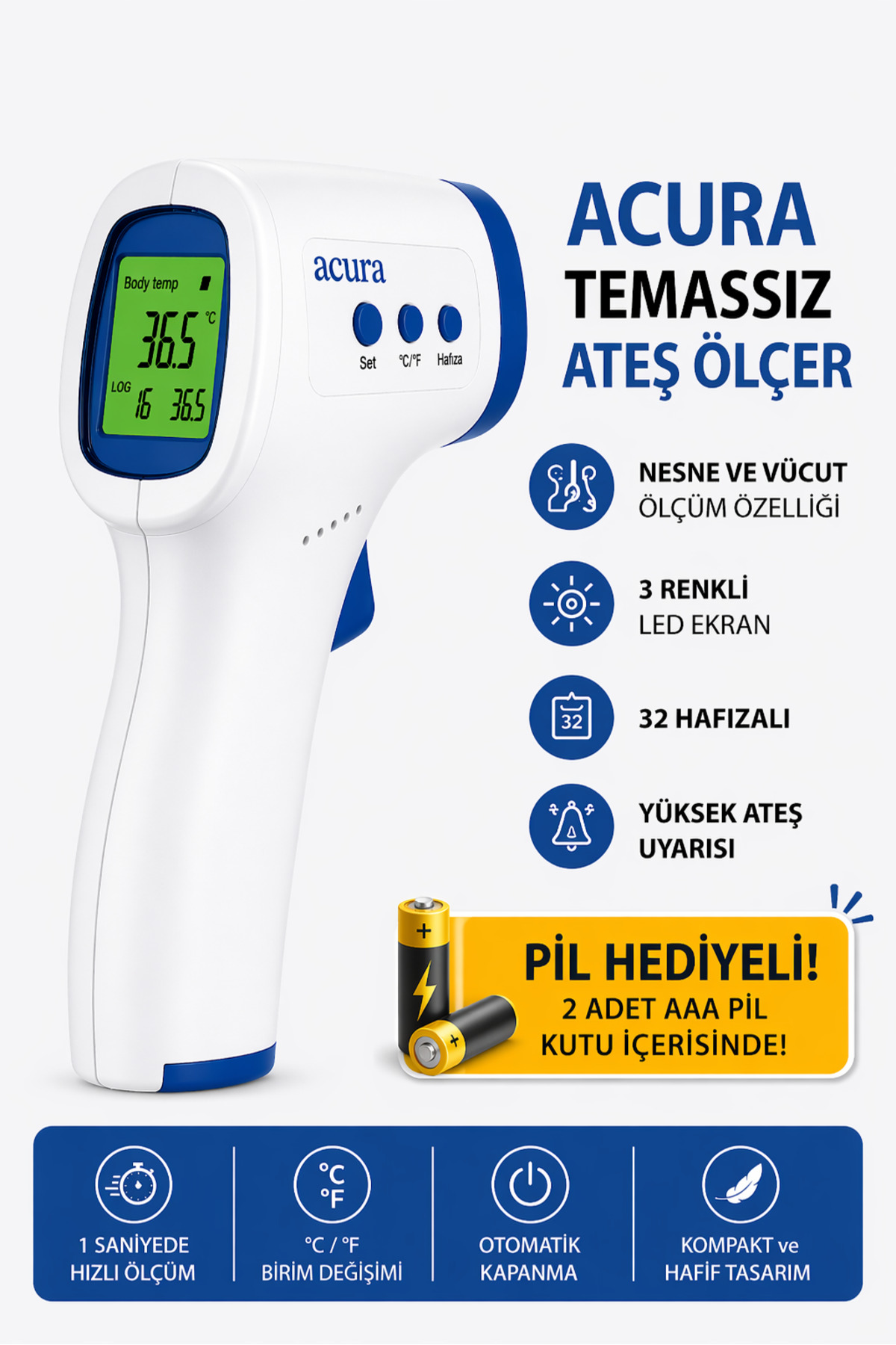 Ac-9270 Kızılötesi Temassız Ateş Ölçer Termometre