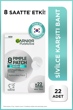 Garnier Pimple Patch 22'li Sivilce Bandı, Hidrokolloid Bant, 8 Saatte Hızlı E...