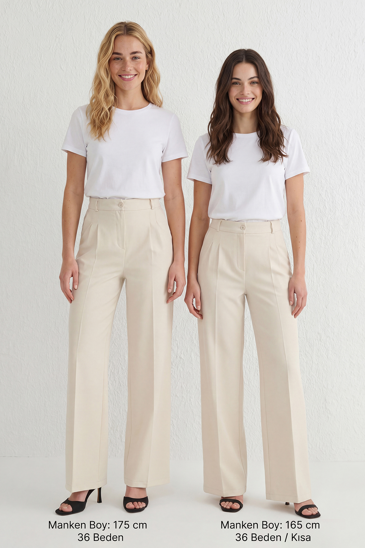 Ecru Plissee Wide Leg/Weit geschnittene Webhose TWOAW25PL00109 بالازو