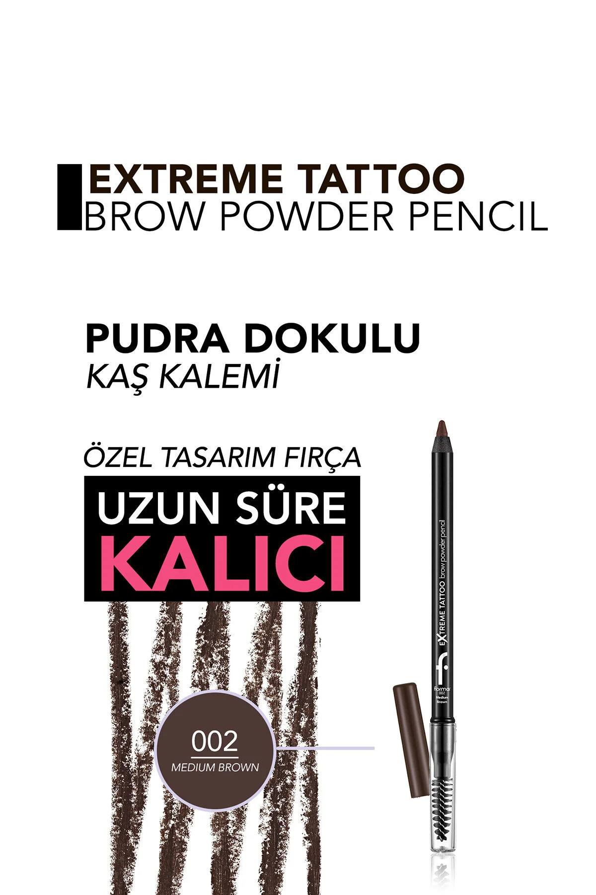 Extreme Tattoo Yumuşak Dokulu Pudra Bitişli Uzun Süre Kalıcı Fırçalı Kaş Kalemi — قهوه‌ای 10048 — تصویر 6 از 7