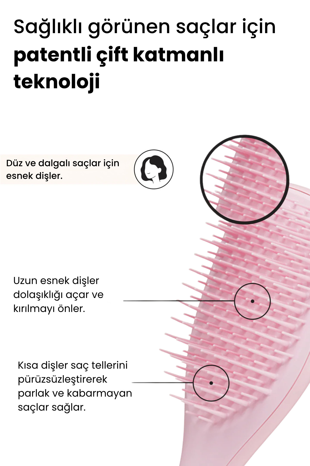 The Ultimate Detangler Millennial Pink Eletriklenme Önleyici Mini Boy Tarak(Düz - Kıvırcık Saçlar) — بژ TT/WET/MINI/MILPINK — تصویر 4 از 6