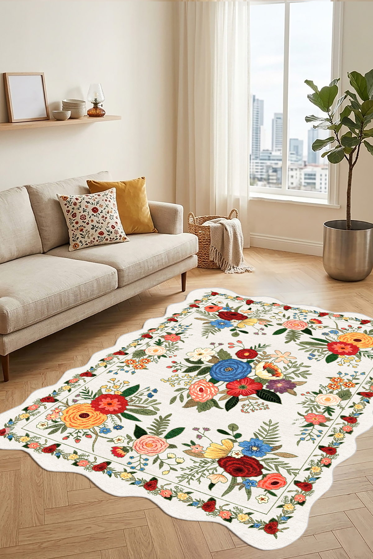 Digital Anti-Slip Washable Colorful Ethnic Retro Living Room Rug Kitchen Carpet Aisle Carpet Runner