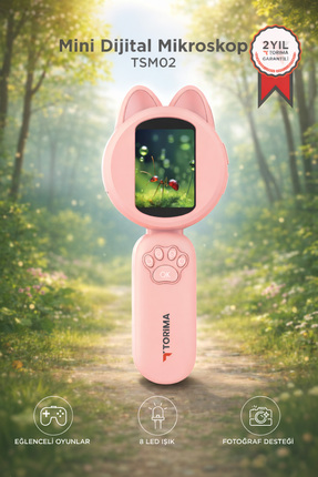 Torima Mini Dijital Mikroskop Led Işıklı HD IPS Ekranlı Eğitici Oyuncak TSM02...