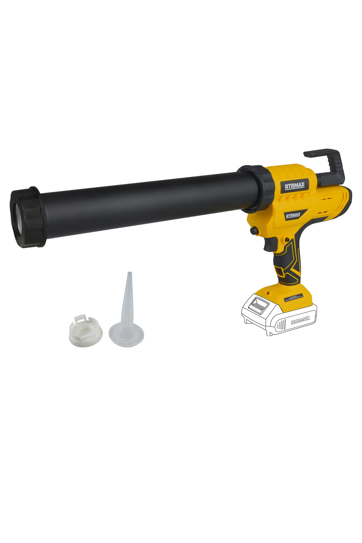 Rtrmax RTX1878B Şarjlı Silikon Sosis Tabancası 300/600 ml - Akü