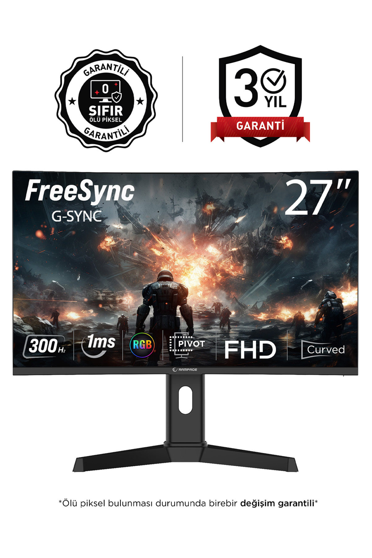 Drop DR27C300F 27 300Hz 1ms Fast VA FHD RGB Pivot R1500 Curved Oyuncu Monitörü