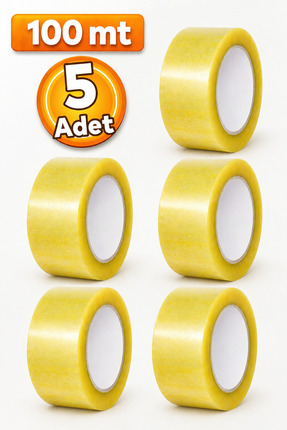 Badem10 Koli Bandı 45 Mm X 100 Metre Şeffaf Güçlü Yapışkanlı Kopmayan Bant (5...