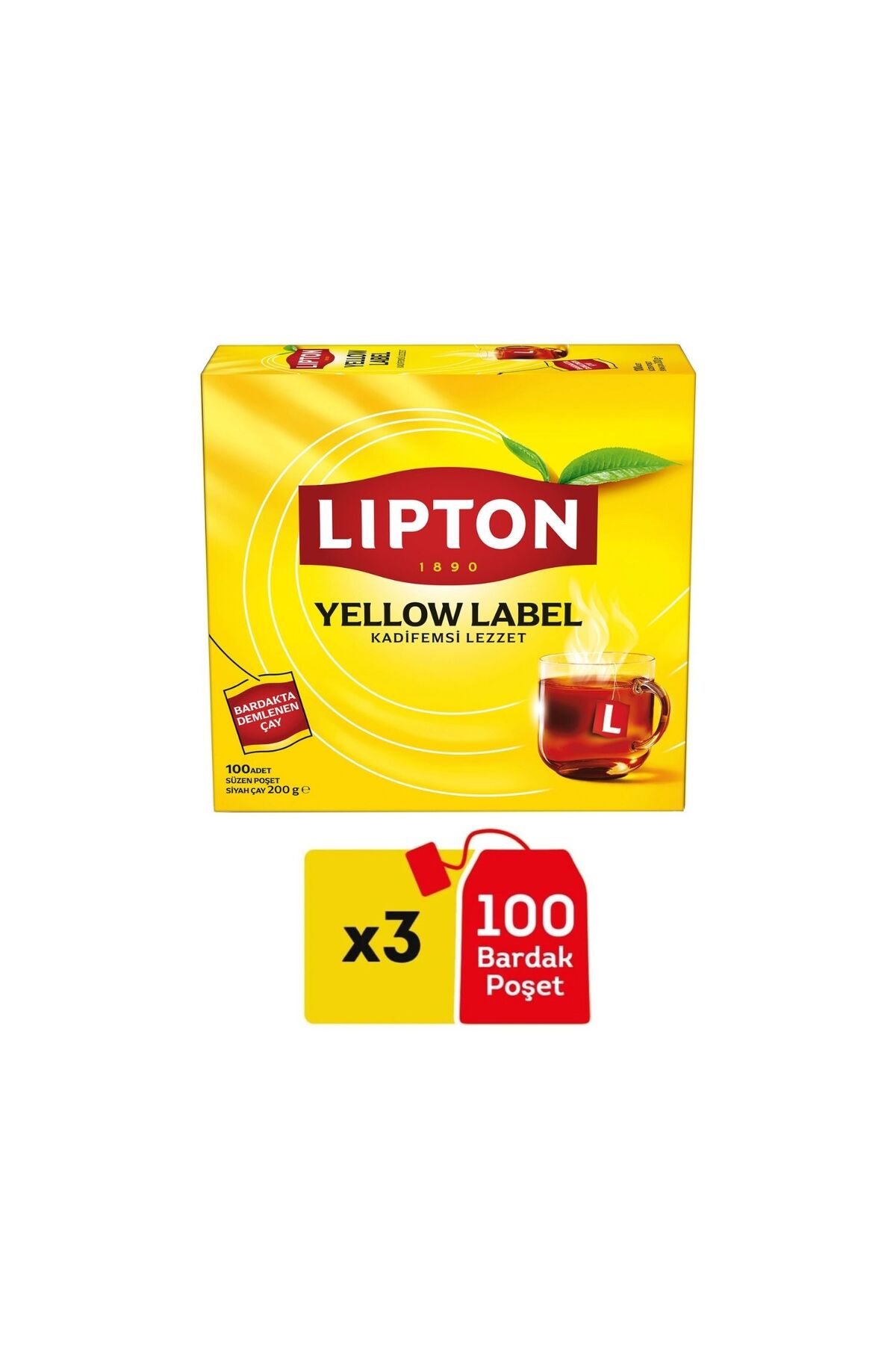 چای کیسه‌ای زرد لیبل 100 عددی بسته 3 عددی