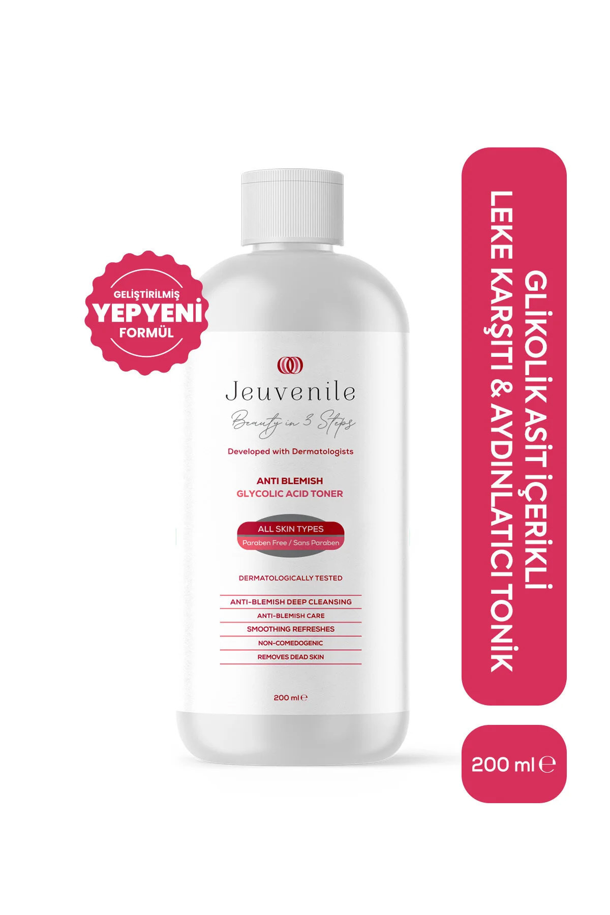 Jeuvenile Glikolik Asit Tonik – Leke Karşıtı & Aydınlatıcı Tonik | Yüz Toniği | Gözenek Toniği | Akne Toniği | Sebum Dengeleyici Tonik | Arındırıcı Tonik | Siyah Nokta Toniği | Cilt Toniği | BHA Tonik — 8682397030338