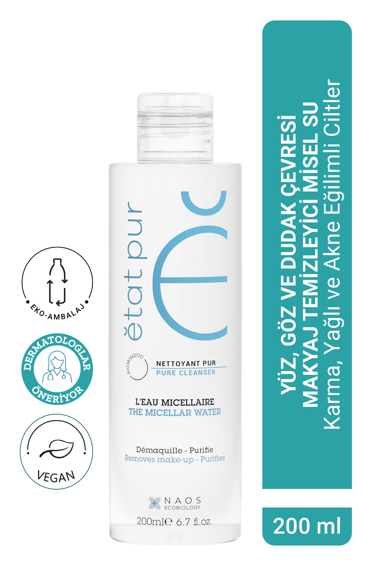 Etat Pur The Micellar Water Arındırıcı Yüz ve Göz Makyaj Temizleme Suyu 200 ML — DER-ETA-024