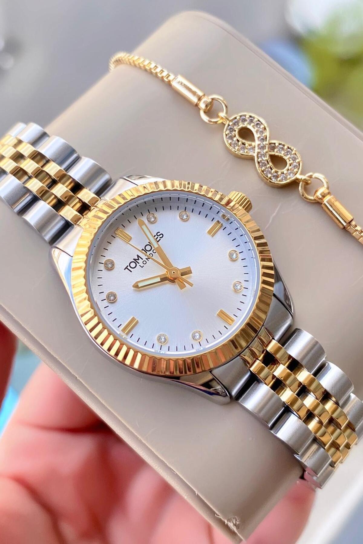 Women's wristwatch gold silver original steel 3 atm waterproof 2 years warranty bracelet gift