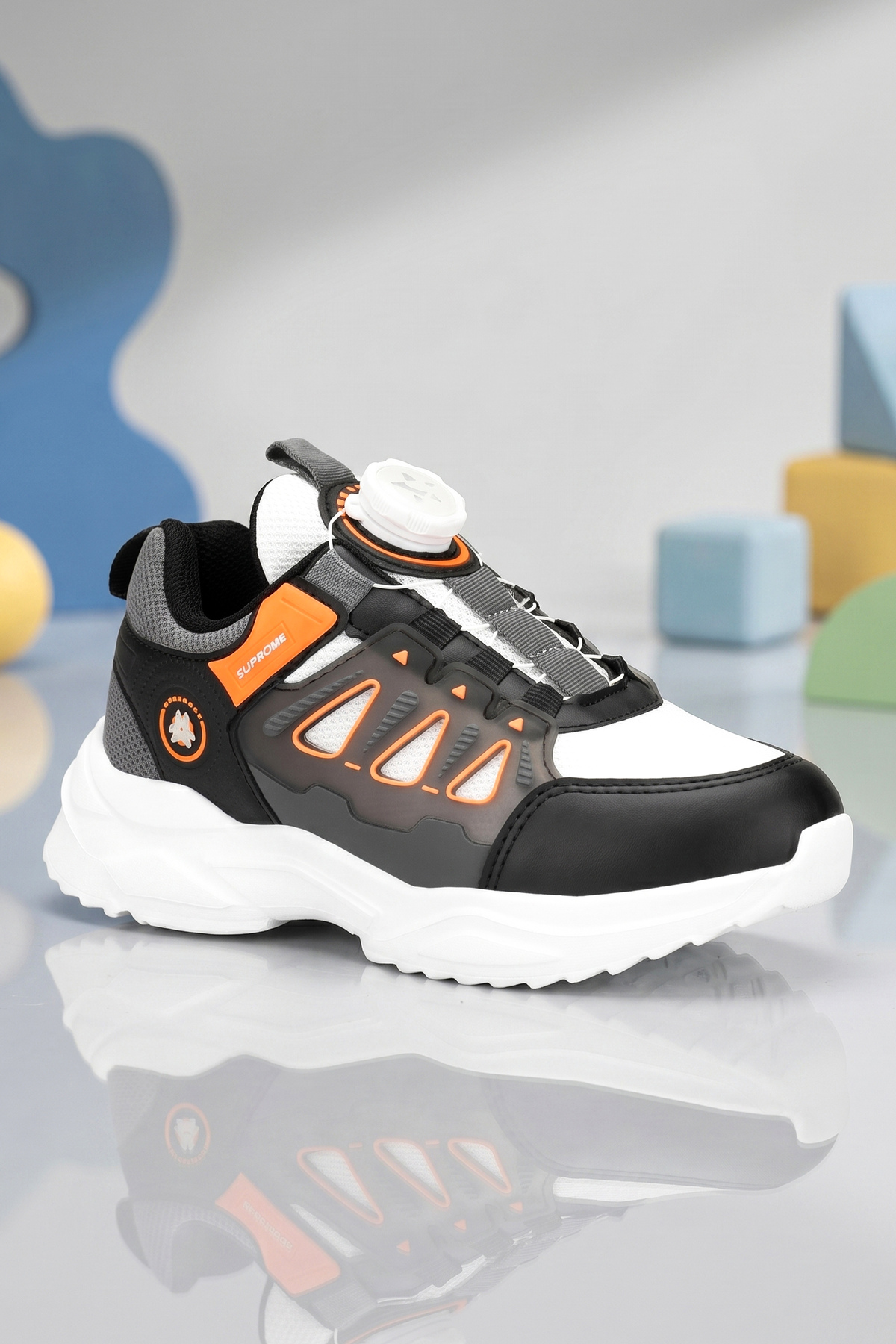 Kids DS Rubick Akıllı Bağcıklı Beyaz Turuncu Çocuk Sneaker Günlük Spor Ayakkabı