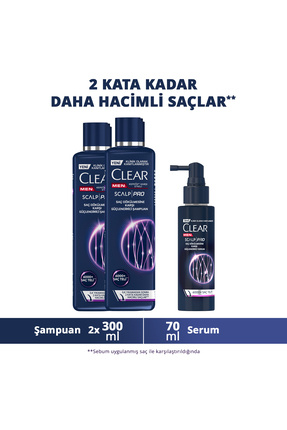 Clear Men Scalp Pro Güçlendirici Şampuan X2 ve Güçlendirici Serum Saç Dökülme...