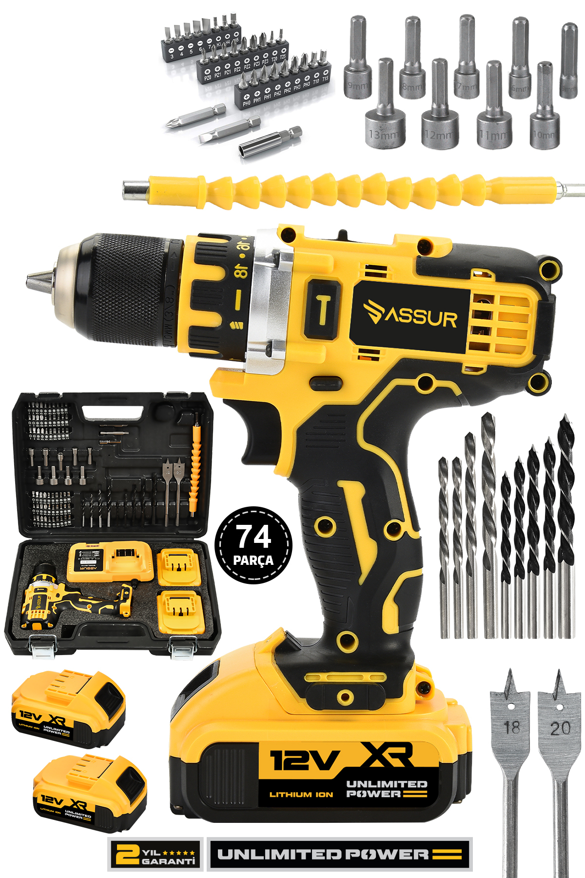 12V Dual Battery Cordless Drill Metal Transmission Cordless Screwdriver
