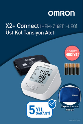Omron X2+ Connect Üst Koldan Ölçer Dijital Tansiyon Aleti- Mavi Taşıma Çantas...