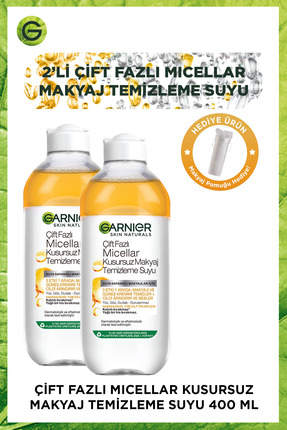 Garnier 2'li Çift Fazlı Micellar Makyaj Temizleme Suyu 400ML + Makyaj Temizle...