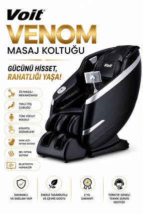 Voit Venom Masaj Koltuğu – Tablet Kontrollü, Bluetooth Hoparlörlü, Kurulum Ge...