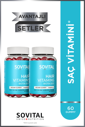 SOVITAL Hair Biotin 5000 mcg Ahududu Aromalı Şekersiz Çiğnenebilir Saç Vitami...