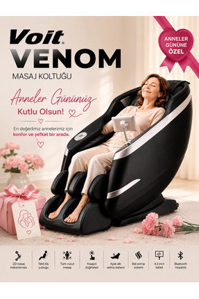 Voit Venom Masaj Koltuğu – Tablet Kontrollü, Bluetooth Hoparlörlü, Kurulum Ge...