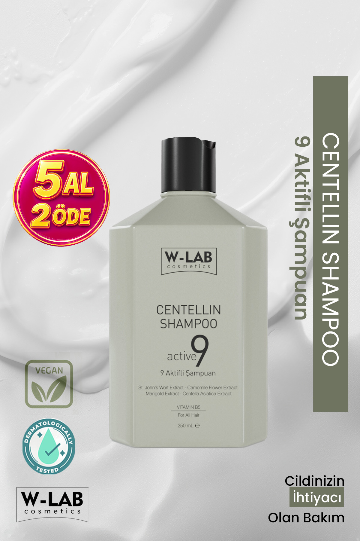 W-Lab Cosmetics Centellin 9 Aktifli Şampuan 250 ml , Pullanma, , Kepek, Kaşıntıya Karşı E - Fiyatı, Yorumları
