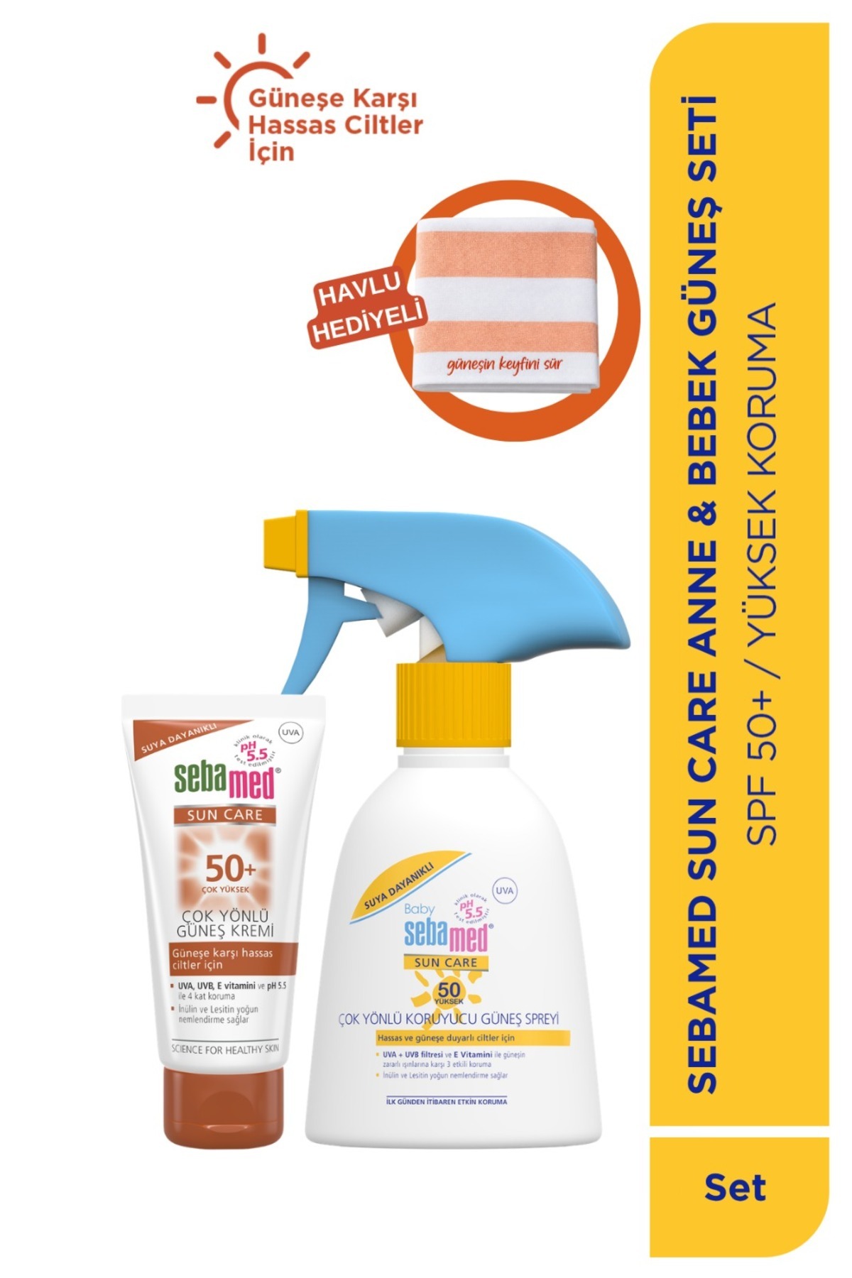 Sebamed Aile Güneş Kremi Seti SPF 50+ Yüz Güneş Kremi 50 ml + Bebek Güneş Kremi 200 ml — SET.SBMD.1
