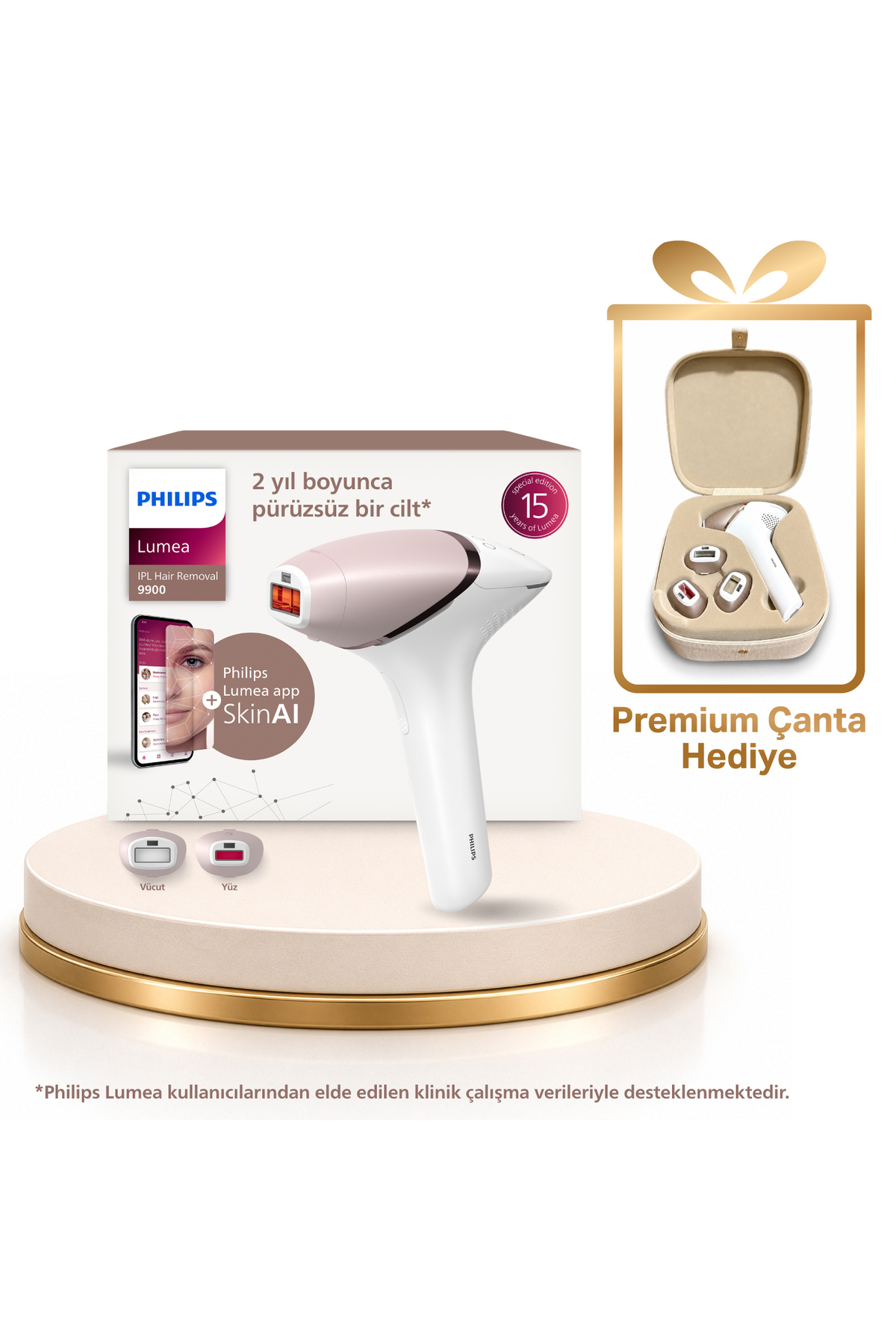 Lumea 9900 Series BRI950/02 Premium Bag Gift SET ,Body & Face 2 Heads,450,000 Shots