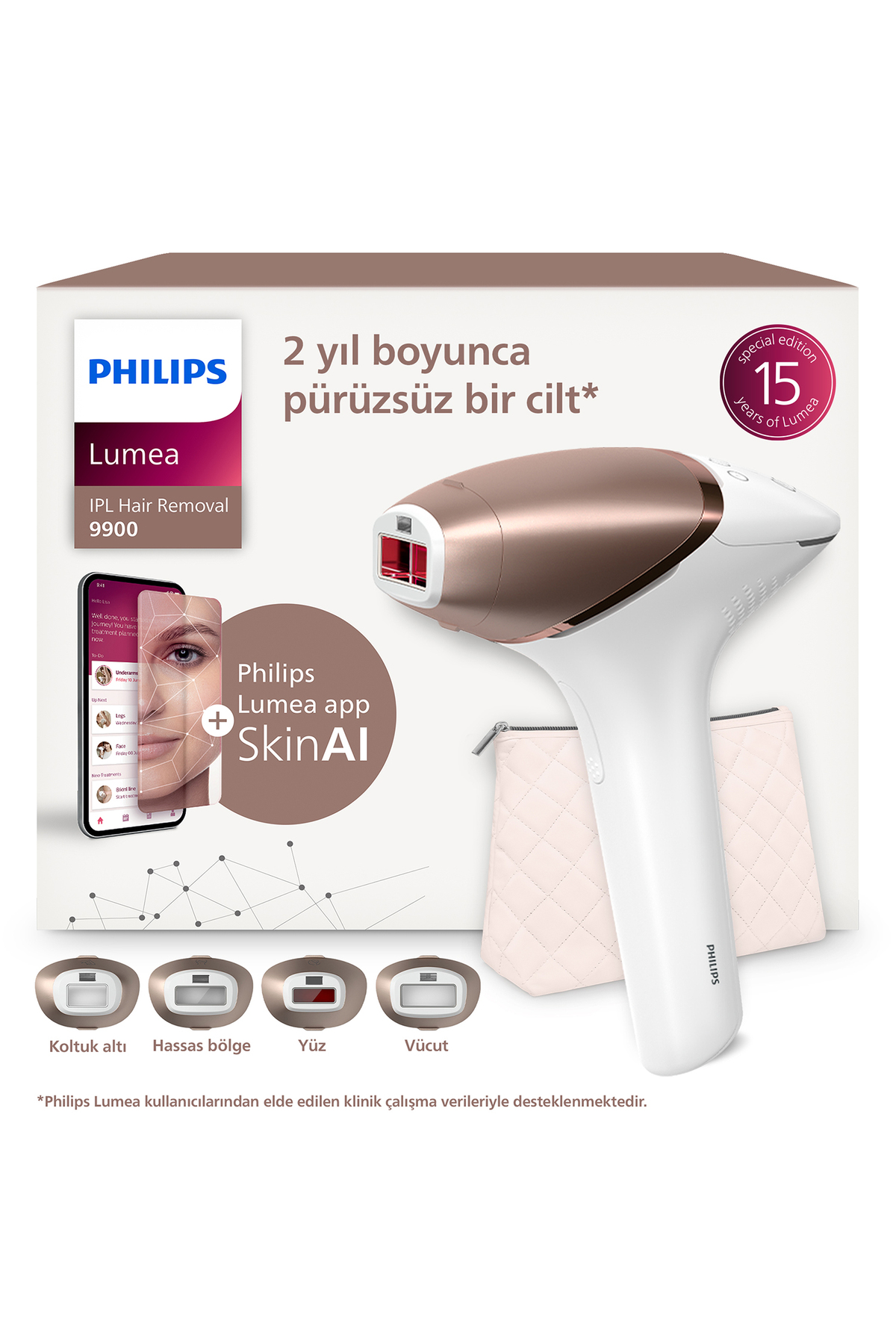 Lumea 9900 Series BRI951/03 IPL Hair Removal, SkinAI,Body,Face,Armpit,Bikini,4 Headgear,Bag