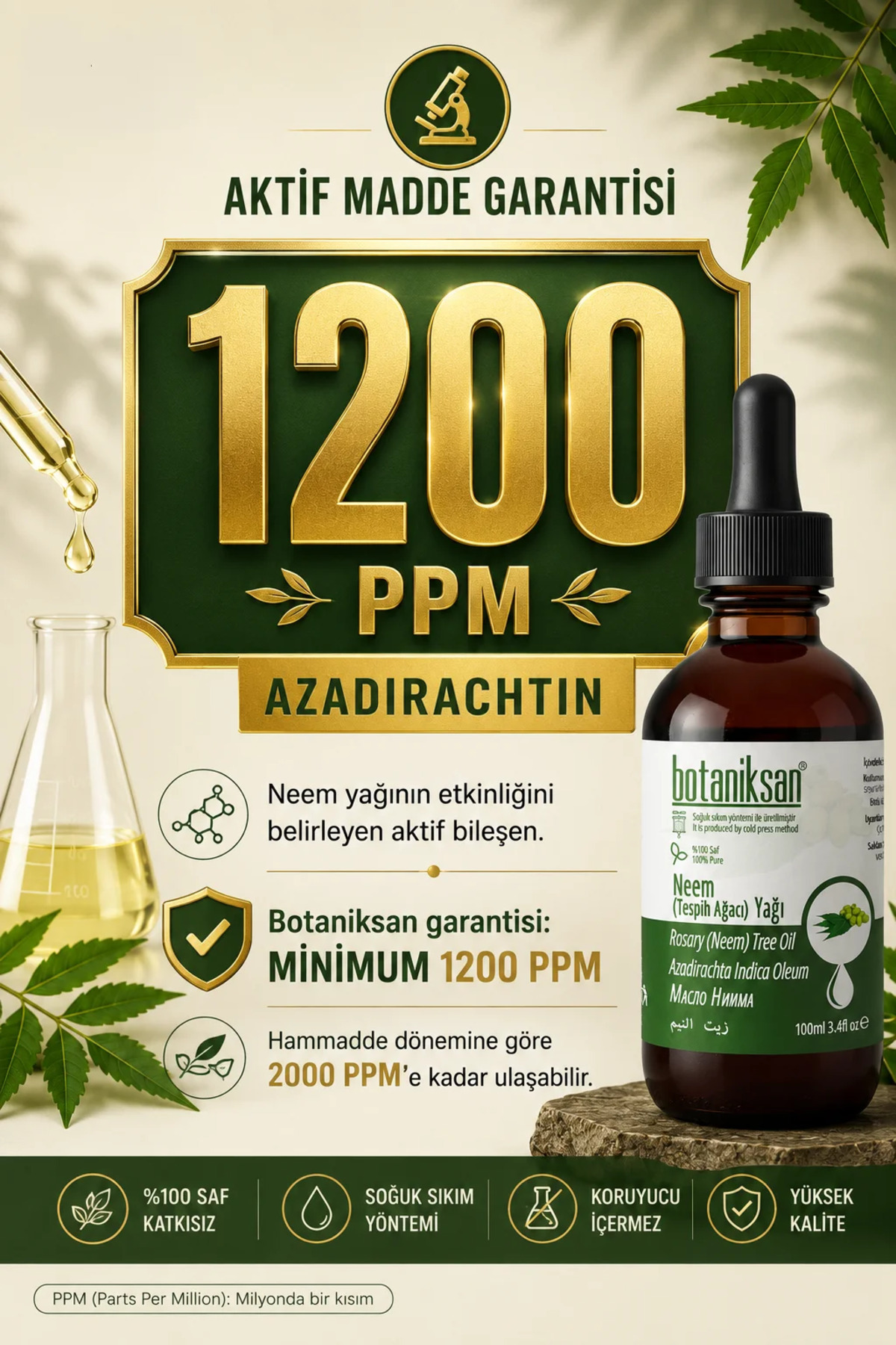 Neem Yağı 100ml - Tesbih Ağacı Soğuk Sıkım, Cilt & Saç & Bitki Bakımı İçin %100 Saf — TESBIHAGACIYAGI100ML — تصویر 5 از 8
