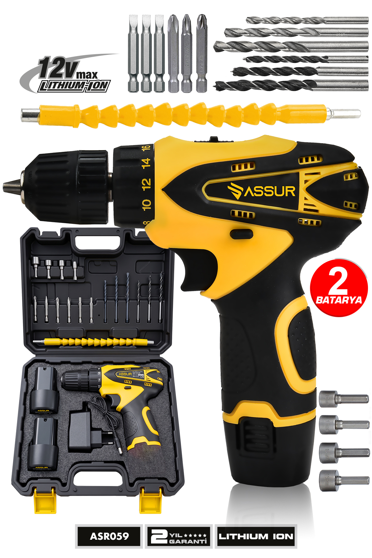 12V Dual Battery Charged Drill Cordless Screwdriver