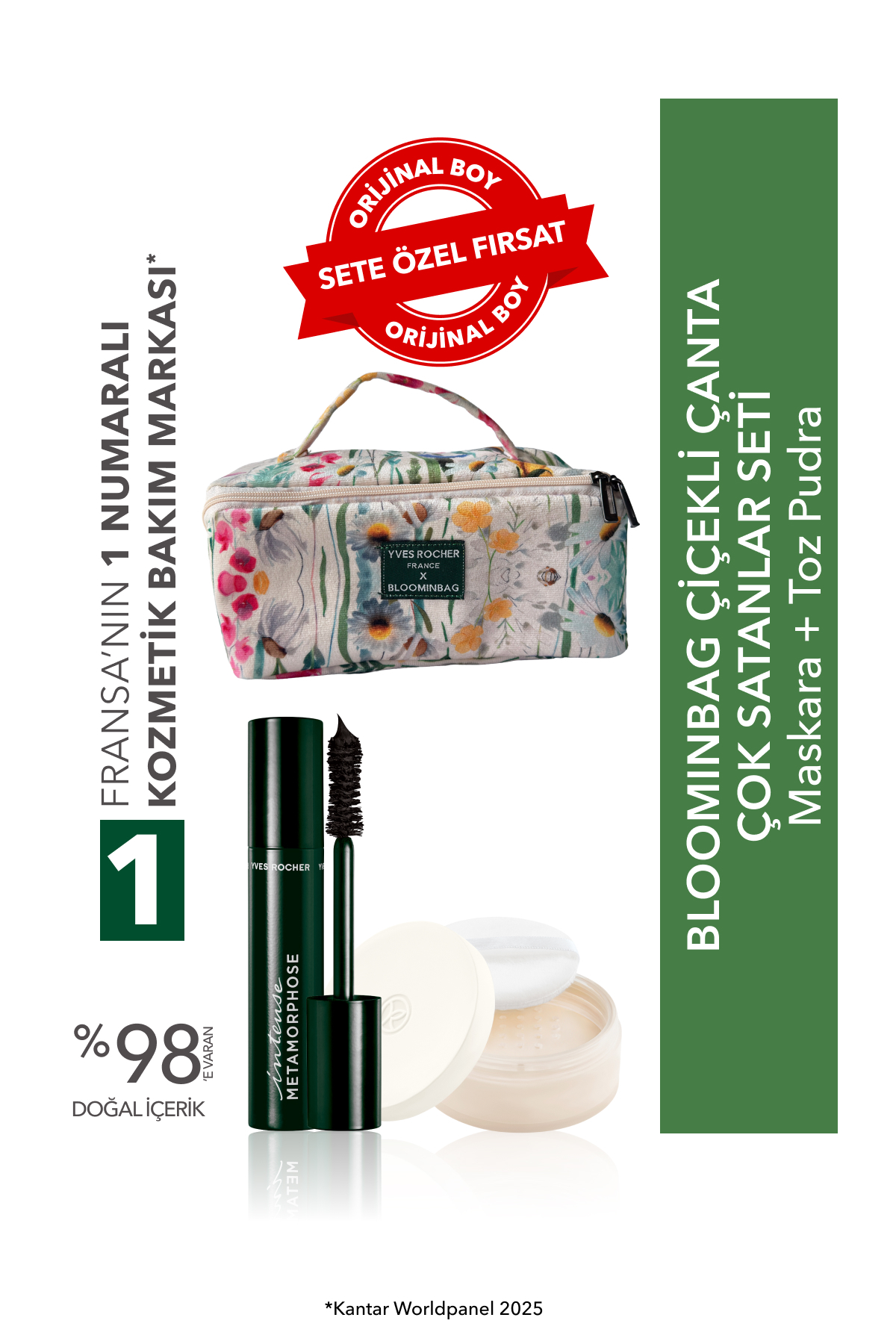 Yves Rocher BloominBag Çiçekli Çanta Seti-Toz Pudra 8.5 g & Maskara 7.8 ml - Fiyatı, Yorumları