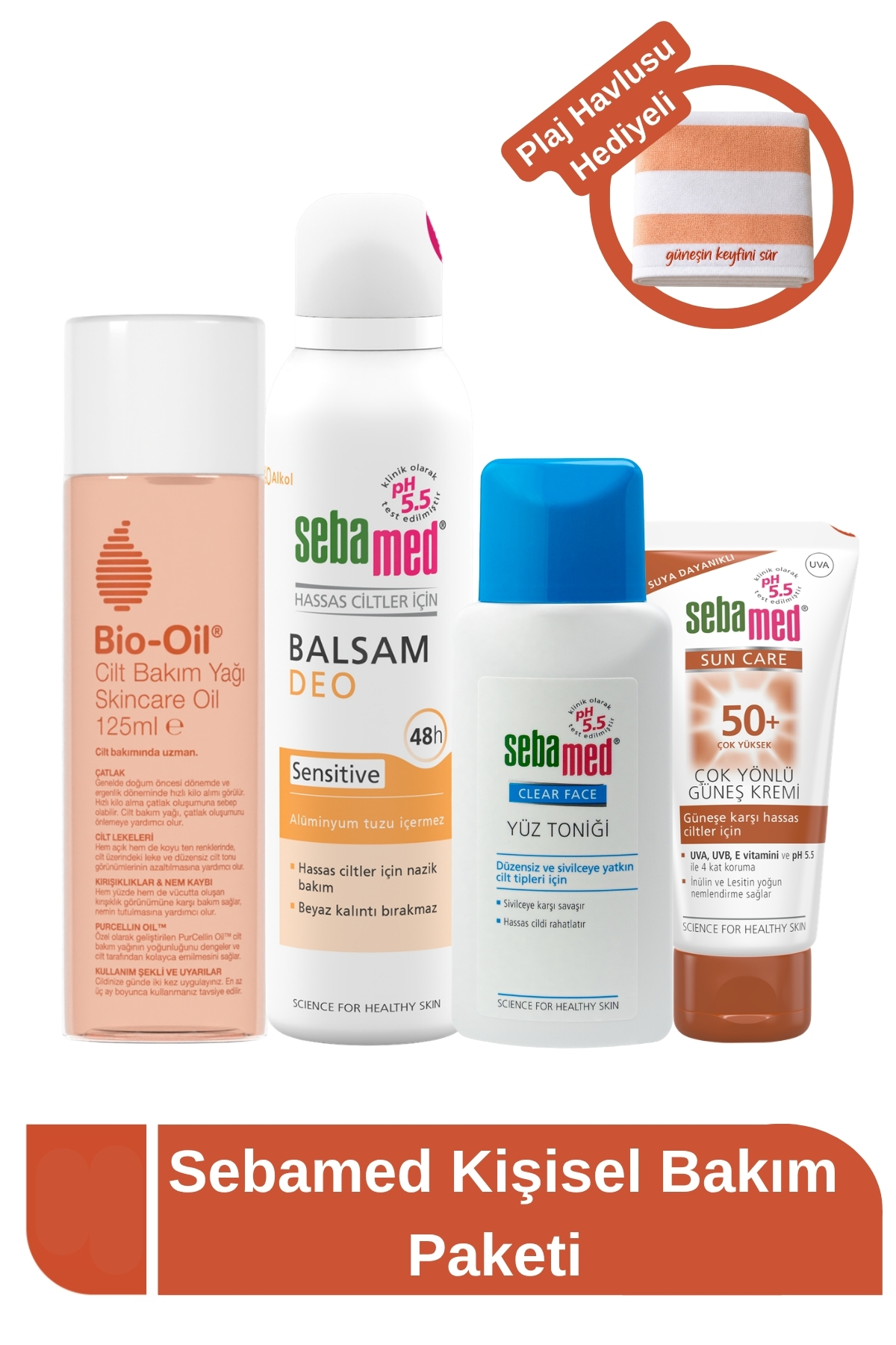 Sebamed Kişisel Bakım Paketi Çatlak Karşıtı Cilt Bakım Yağı ve 50+ SPF Güneş Kremi, Deodorant Set — PKTCFBİOSDEOGKST