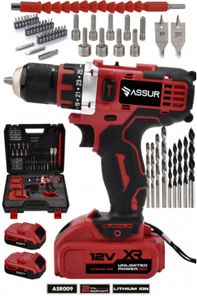 ASSUR 12V Çift Akülü Led Işıklı Çelik Mandren Taşıma Çantalı Akülü Vidalama Ş...