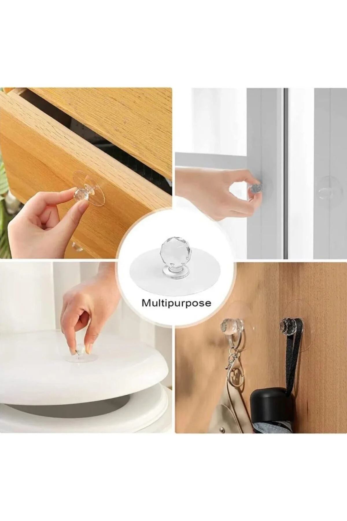 Multipurpose Crystal Knob Self Adhesive Drawer Handle Adhesive (10pcs)