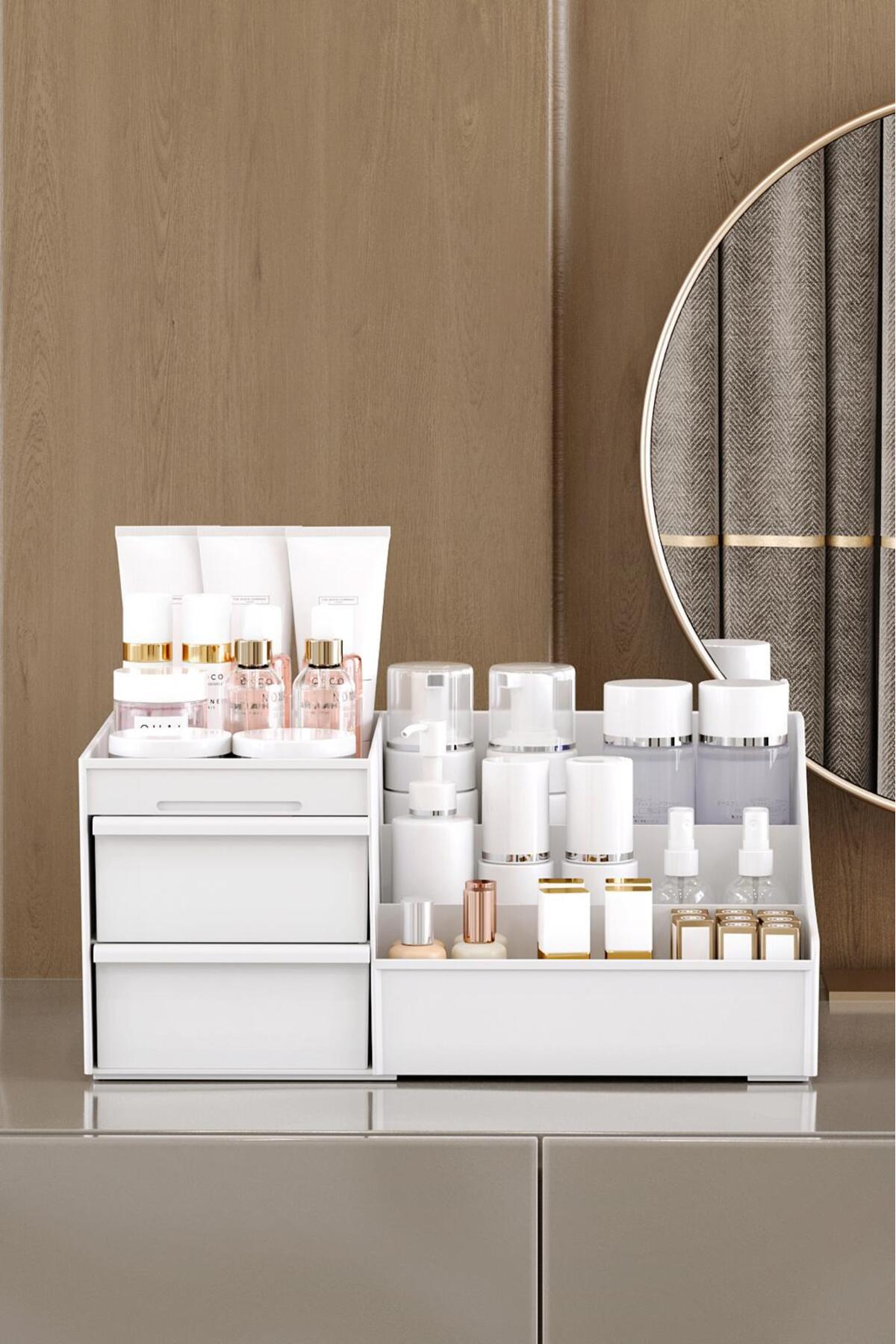 Elegance Xl (35CM) Makeup Cosmetic Perfume Cream Serum Organizer Drawer Organizer White