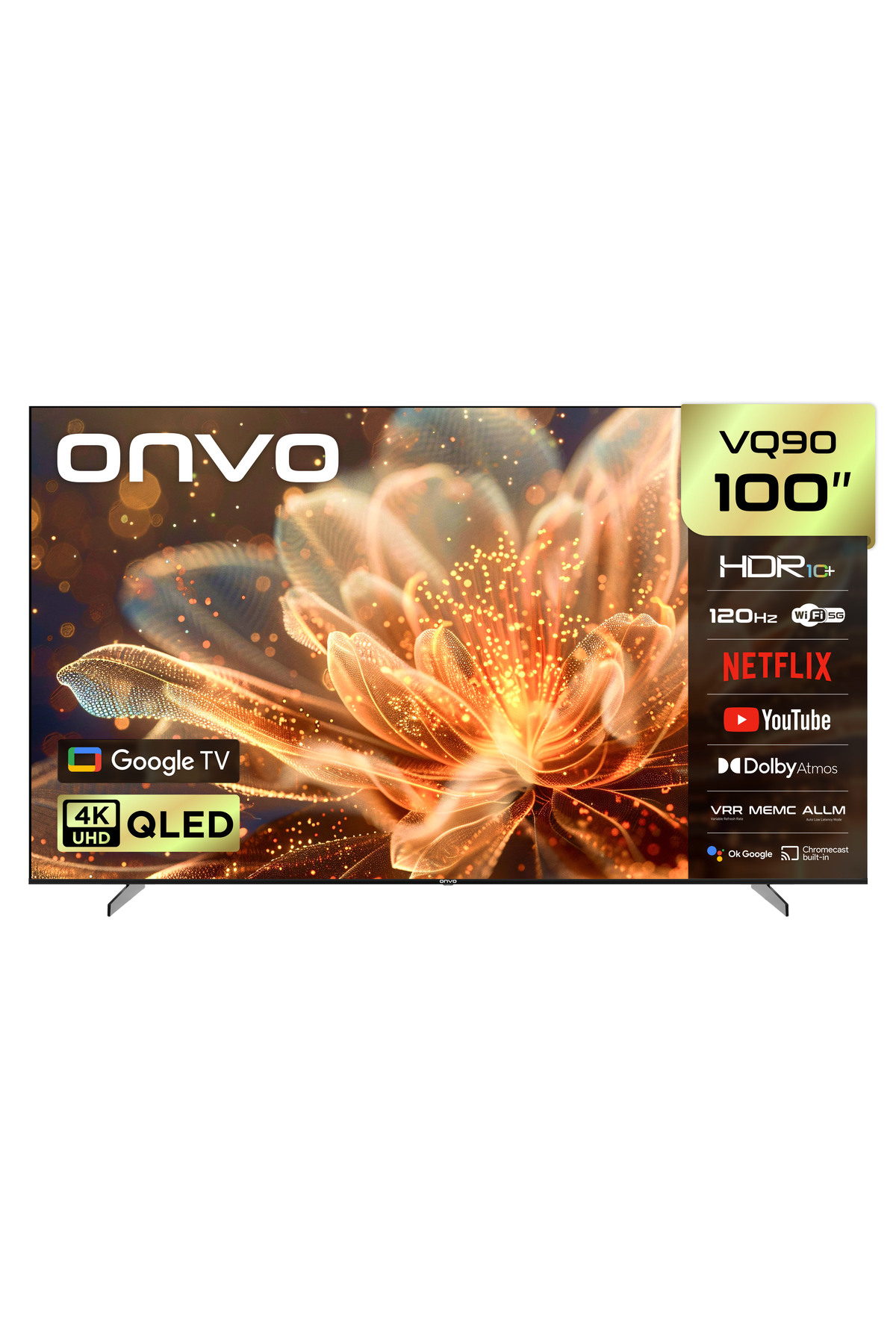 ONVO 100VQ90F3UB 100’’ 254 Ekran Uydu Alıcılı 4K Ultra HD QLED Google TV - Fiyatı, Yorumları
