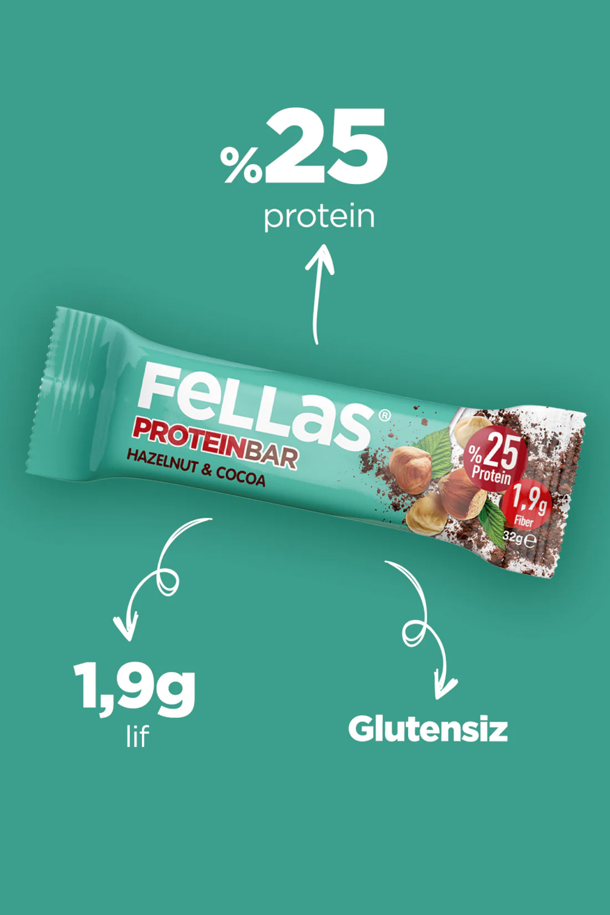 Protein Bar - Fındıklı ve Kakaolu (32 g) x 12 Adet 5