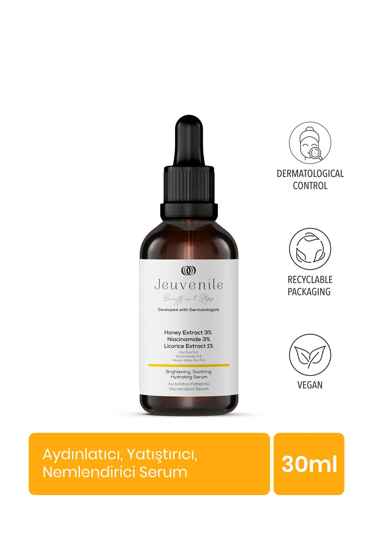 Jeuvenile Honey %3 Serum – Niacinamide & Bal Özü ile Bariyer Onarıcı Serum | Niasinamid | Gözenek Serumu | Leke Karşıtı Serum | Sebum Dengeleyici Serum | Yüz Serumu | Cilt Tonu Eşitleyici | Aydınlatıcı Serum — JV061