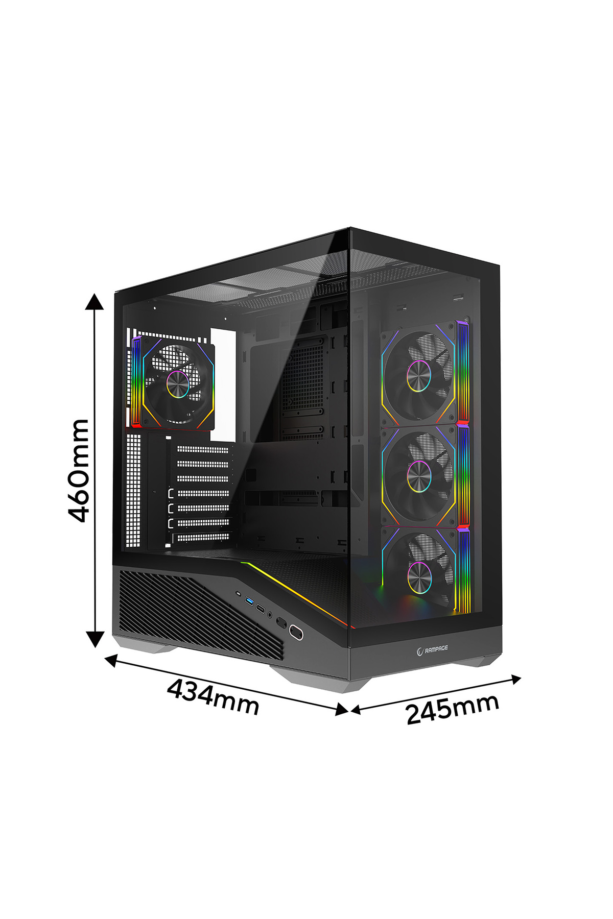 REAPER 750W 80 Plus Bronze Black 4*12cm ARGB Fan ATX Gaming Gaming Case
