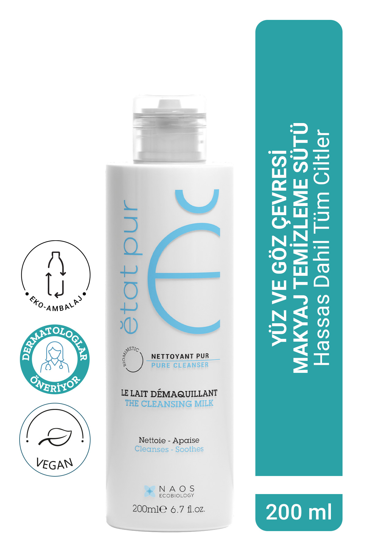 Etat Pur Cleansing Milk Gentle Ph Kuru ve Hassas Ciltler İçin Besleyici Nazik Yüz Temizleme Sütü 200 ml — DER-ETA-015