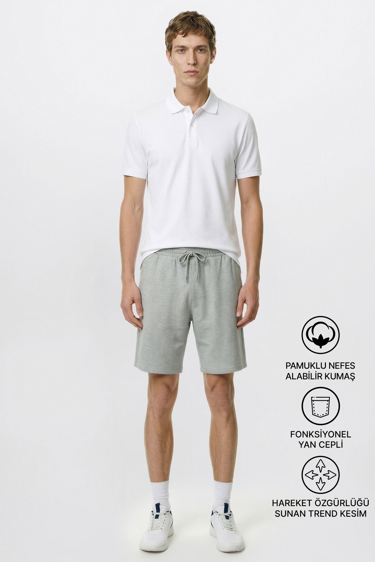 Men's DARK GRAY MELANGE Cotton Knitted Standard Fit Normal Cut Shorts with Comfortable Breathable 2 Yarn Pockets