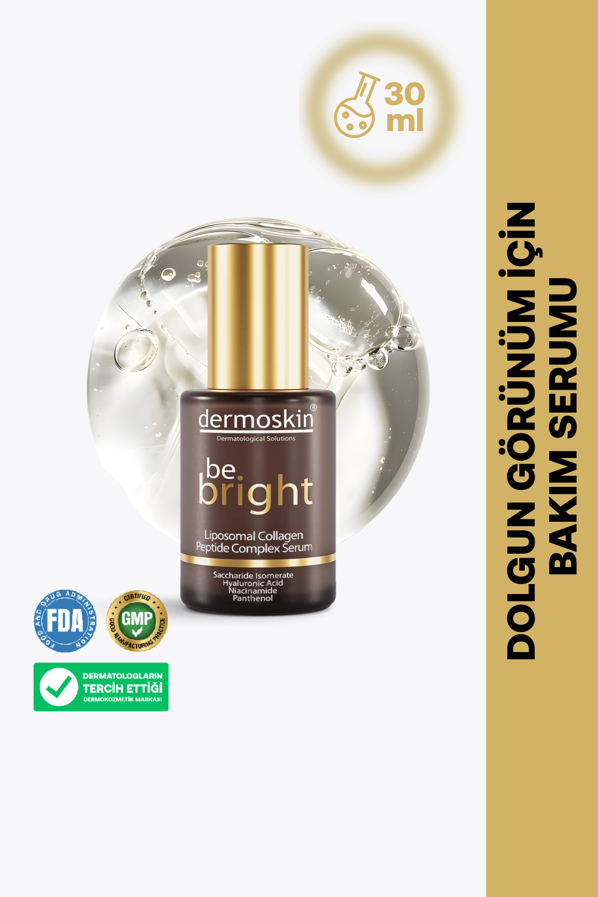 Be Bright Liposomal Collagen Peptide Complex Serum | Yaşlanma ve Kırışıklık Karşıtı | 30 ml — DER0295 — تصویر 3 از 8
