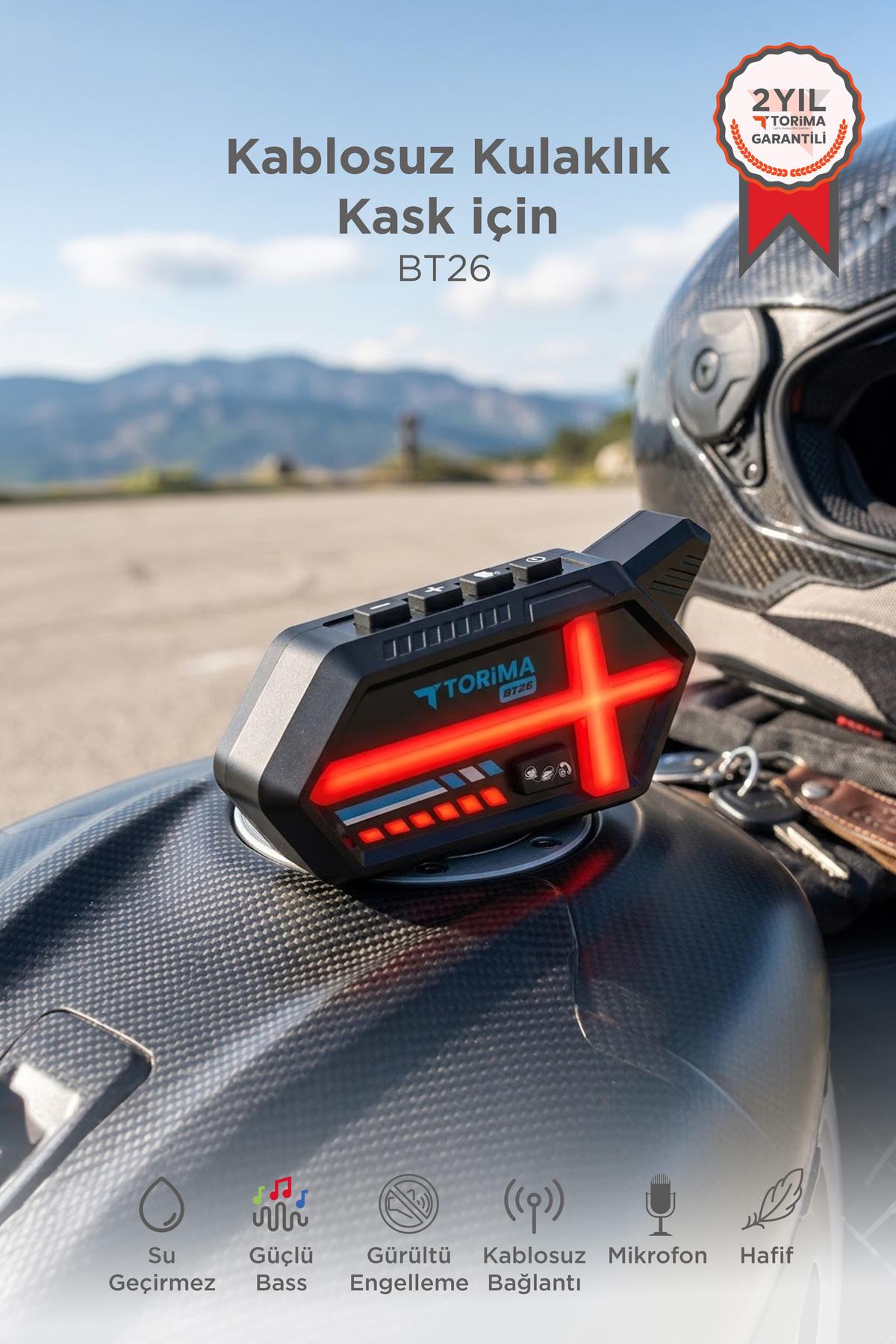 Torima Motosiklet Kask Kulaklığı Bluetooth İnterkom BT26 Siyah