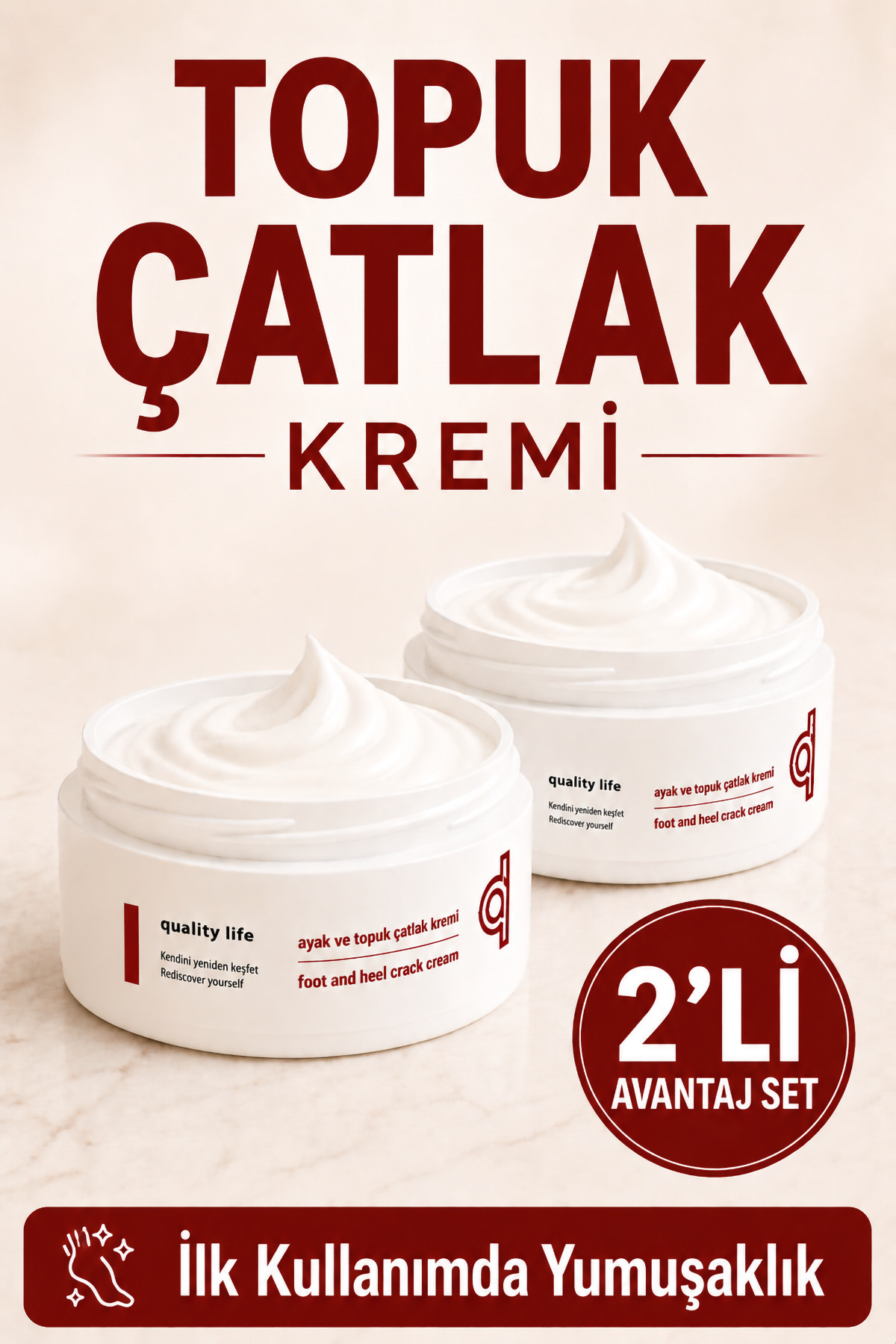 Quality Life Ayak Topuk Çatlak Çatlağı Dikeni Bakım Kremi Ayak Kokusu Önleyici Giderici 2 Adet — ayak-topuk-törpü-törpüsü-taşı-kremi