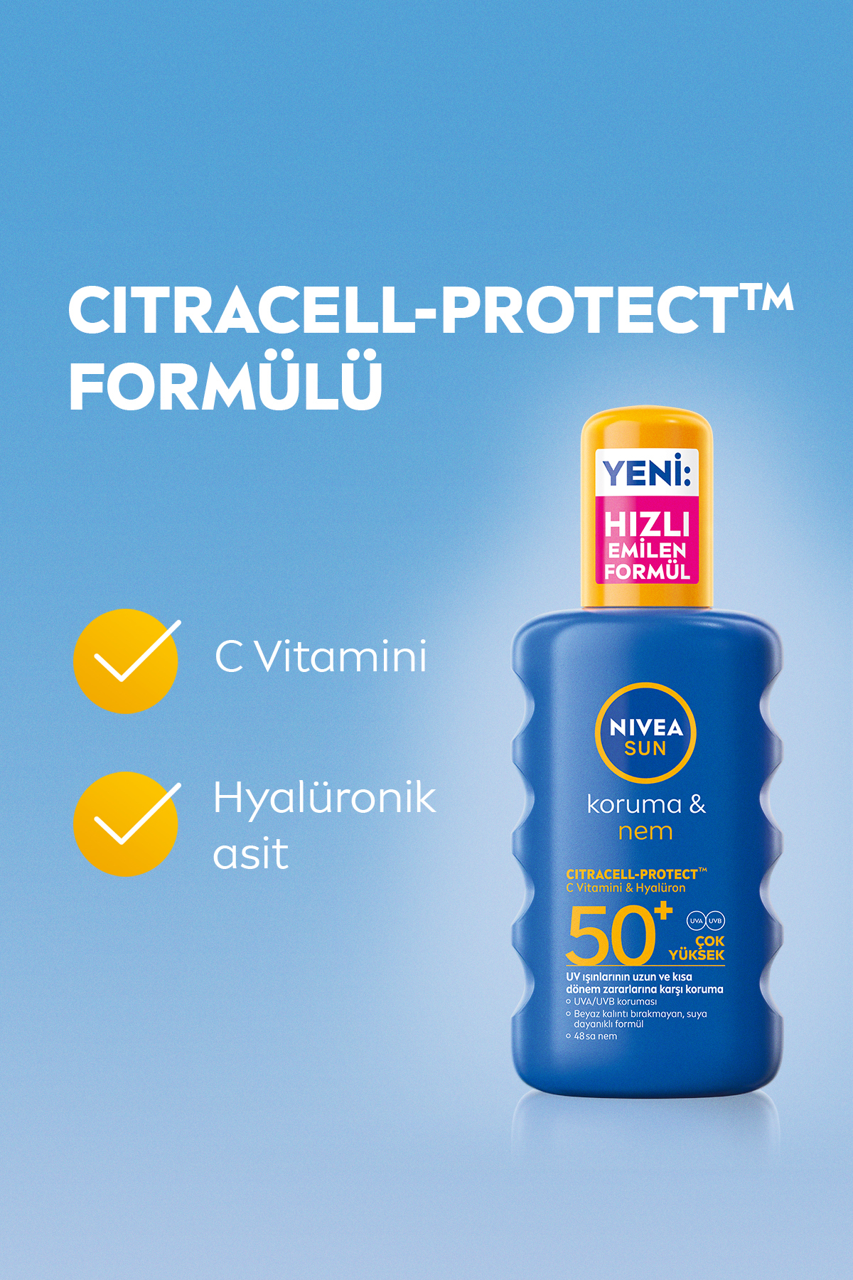 SUN SPF50+ Güneş Koruyucu Vücut Spreyi 200ml, Erkek Sprey Deodorant ve Nemlendirici Bakım Kremi Seti — SET.NVE.918 — تصویر 5 از 8