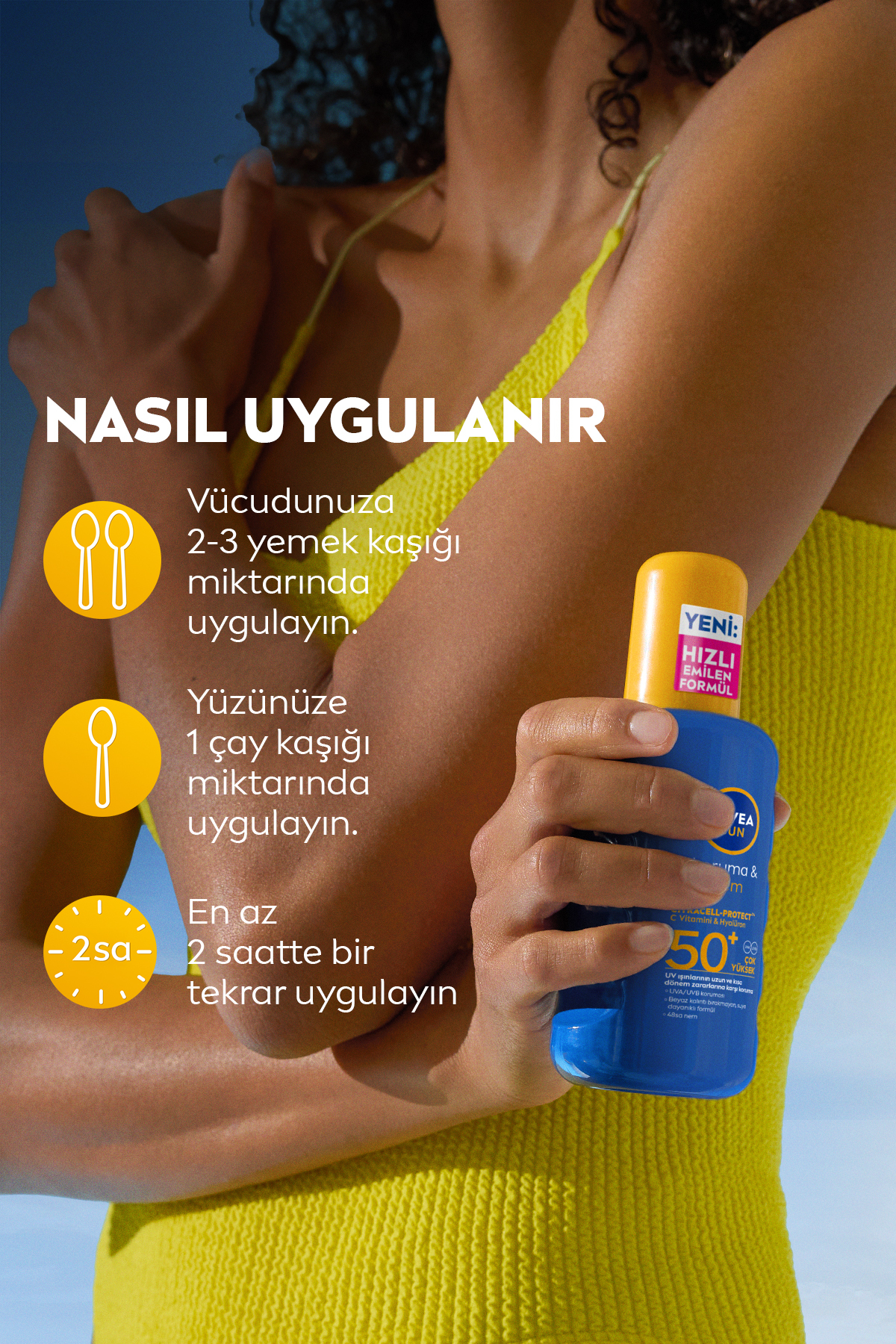 SUN SPF50+ Güneş Koruyucu Vücut Spreyi 200ml, Erkek Sprey Deodorant ve Nemlendirici Bakım Kremi Seti — SET.NVE.918 — تصویر 4 از 8